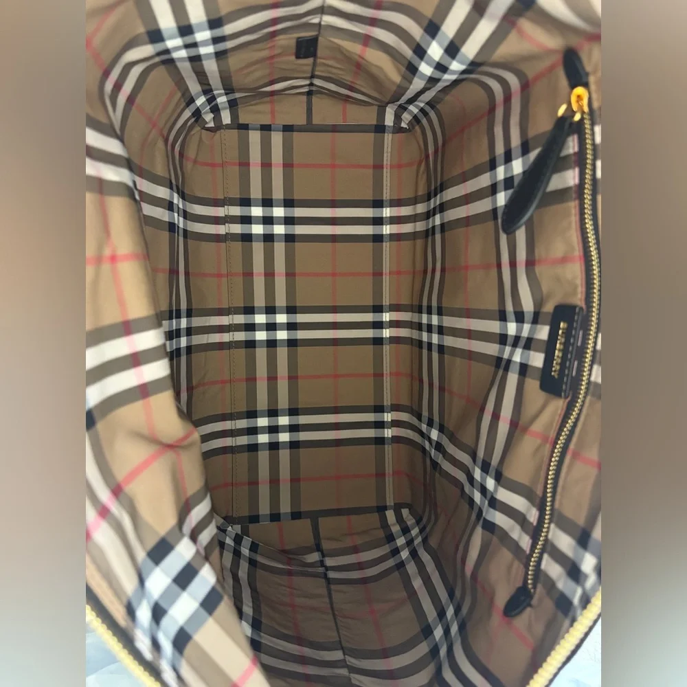 Burberry Black Nylon Tote Gold Zip Detail